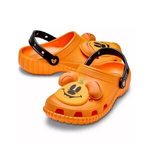 Disney Mickey Mouse Jack O’ Lantern Pumpkin Orange Halloween Crocs M 6 / W 8 NEW